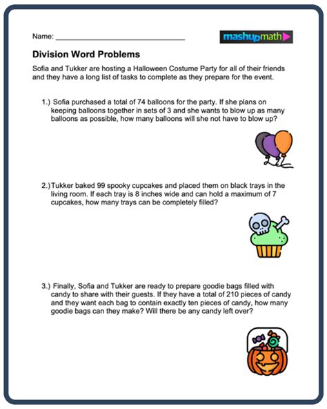 Division Word Problems—Free Worksheets for Grades 3-5 — Mashup Math