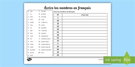 French Numbers Worksheet | Elementary | Twinkl Canada