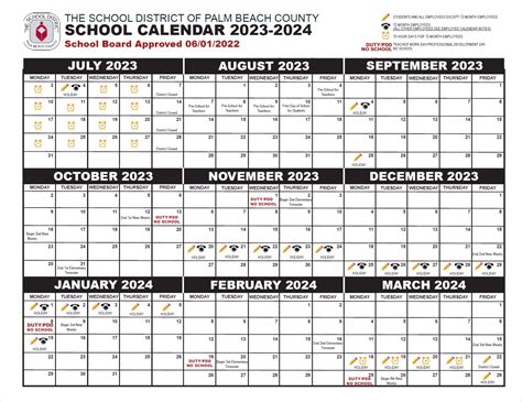 Palm Beach County School Calendar 2023-2024