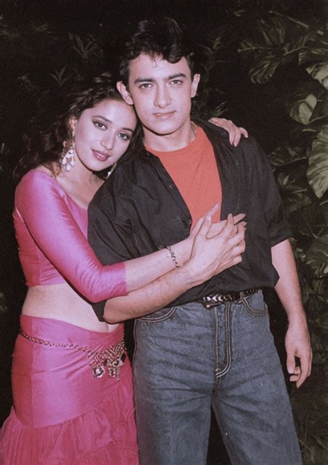 Madhuri Dixit with Aamir Khan, photoshoot for 'Dil' (1990) : r/MadhuriDixit