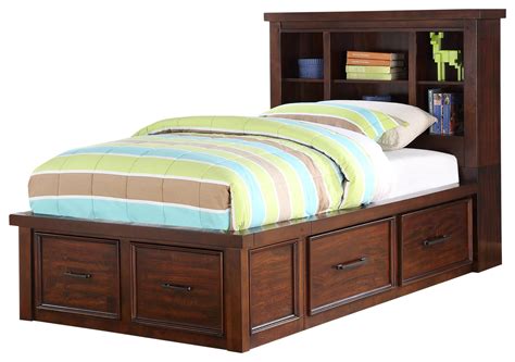 HH HAYWARD TWIN BOOKCASE BED WITH STORAGE DRAWERS | Walker's Furniture | Bookcase Beds