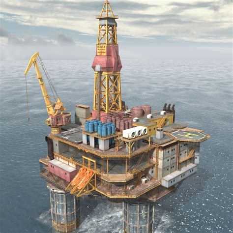 oil rig platform 3d model