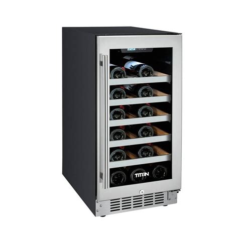 TiTAN 25-Bottle Seamless Stainless Steel Single Zone Built-In Wine Cooler-TT-CWC1525SZ - The ...