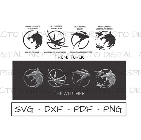 The Witcher Logo Bundle Svg, the Witcher Geralt Yennefer Cirilla Logo ...