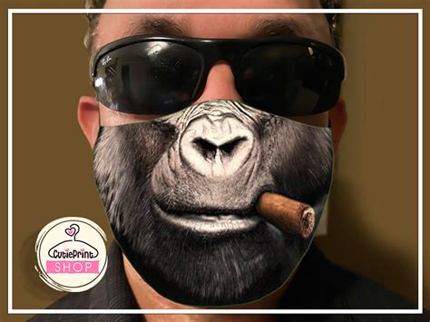 Gorilla Smoking Cigar Face Mask double sided FUN Fast | Etsy