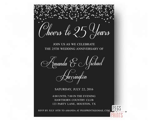 25th Wedding Anniversary Invitations PRINTABLE 25th