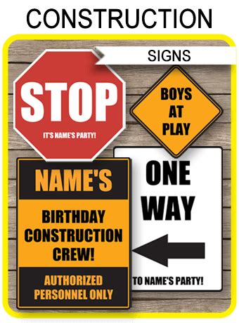 Construction Party Signs Printable Templates | Birthday Party Decorations
