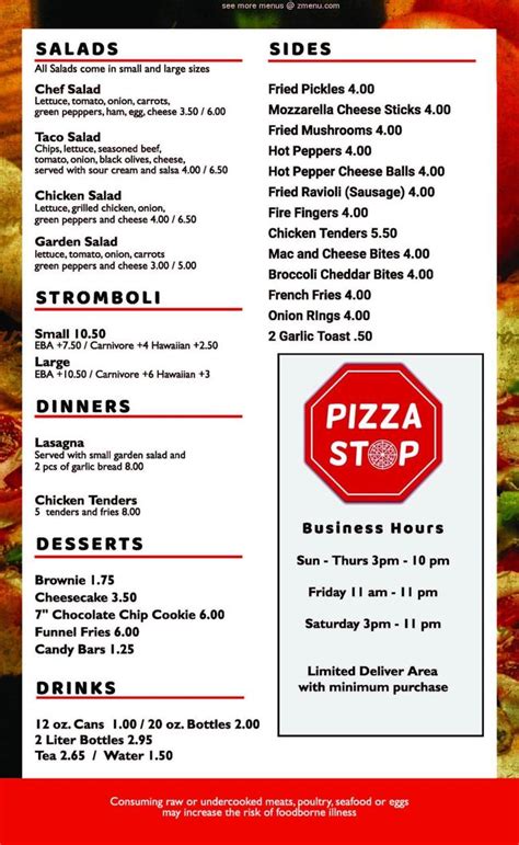 Online Menu of Pizza Stop Restaurant, Nelsonville, Ohio, 45764 - Zmenu