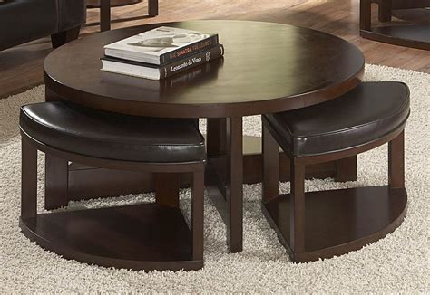 Brussel II Round Cocktail Table with 4 Ottomans from Homelegance (32142) | Coleman Furniture