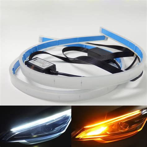 Car Led Strip Light Turn Signal Light With Dual Color Sequential Flowing Function White Amber ...