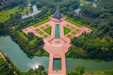 Aerial view of a striking modern monument remembering the Independence ...