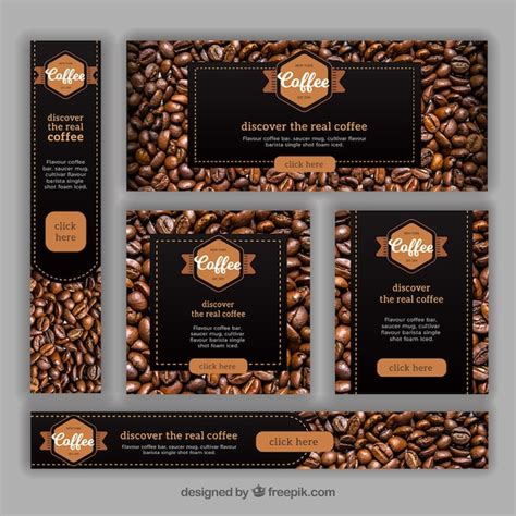 Set of banners with coffee beans | Free Vector