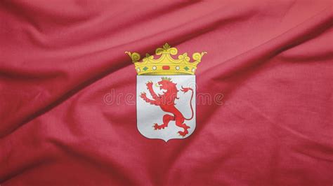 Leon Province of Spain Flag Textile Cloth Fabric Waving on the Top Stock Illustration ...