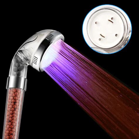 MLFALLS led Shower heads with Temperature sensor Shower head 7 color handheld ABS big rain ...