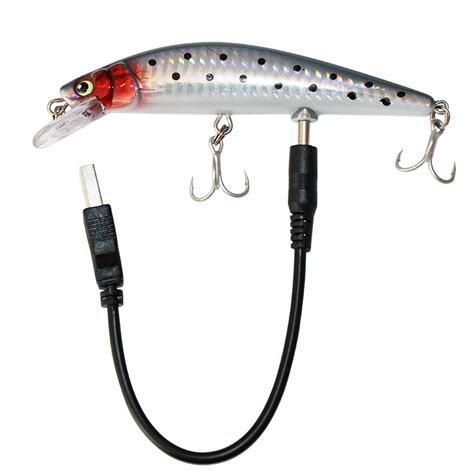 USB Rechargeable LED Twitching Fish Lure Electric Bait Life like Vibrate Fishing Lure Triple ...