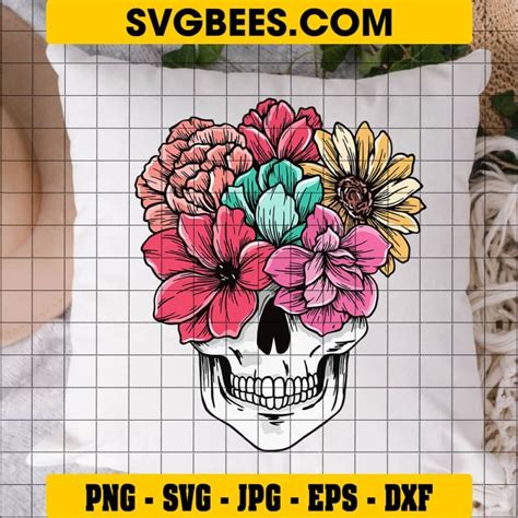 Floral Skull SVG Sugar Skull SVG - SVGbees