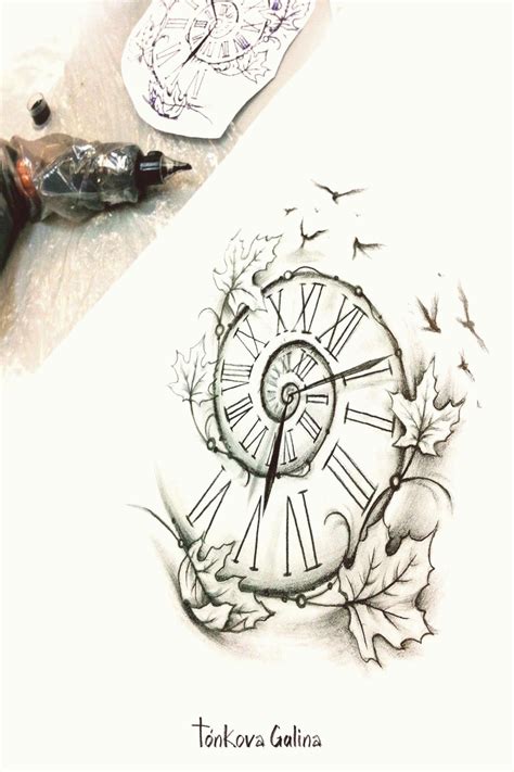 Watch tattoo on sketch on paper illustrations by Galina Tonkova | Watch tattoos, Clock tattoo ...