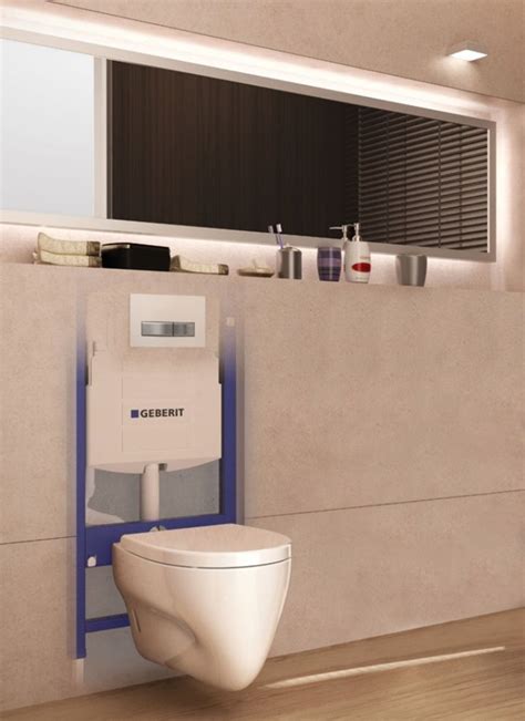 Geberit in-wall flush toilet tank system for wall-hung toilet (concealed cistern) with Sigma50 ...