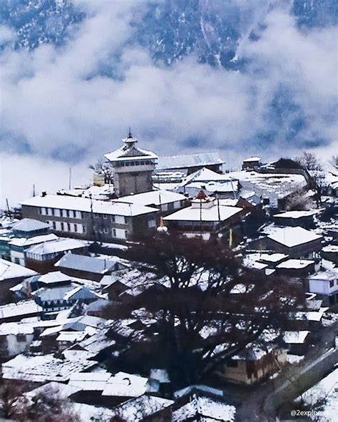 Snowfall at a Himalayan village - Kalpa in Himachal. This picturesque ...