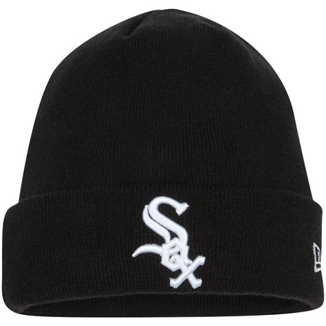 New Era Chicago White Sox Black Solid Cuffed Knit Hat