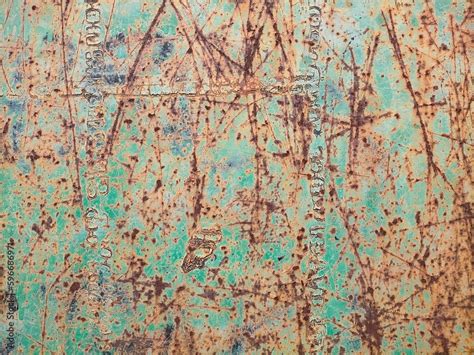 metal surface with old green color full of scratches with rust Stock Photo | Adobe Stock