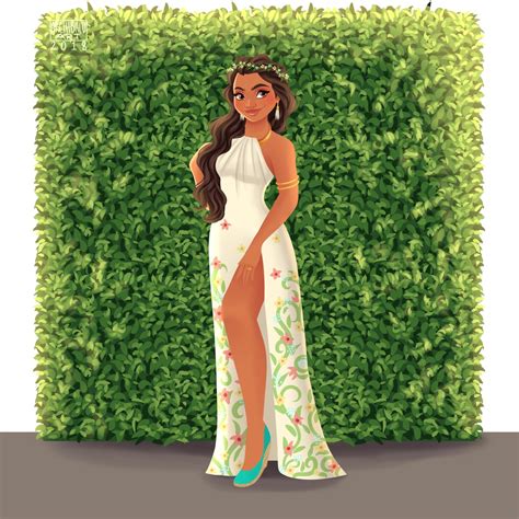 Moana's Halter Wedding Gown Is Just *Chef's Kiss* Perfect | Disney Princesses as Brides Art ...