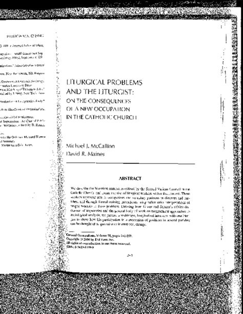 (PDF) Liturgical Problems and the Liturgist: On the Consequences of a ...