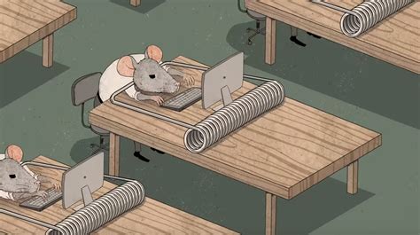 Happiness | Rat race, Satirical illustrations, Happy