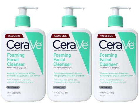 Pack of 3 CeraVe Foaming Facial Cleanser For Normal to Oily Skin 16 fl oz 3606000537705 | eBay