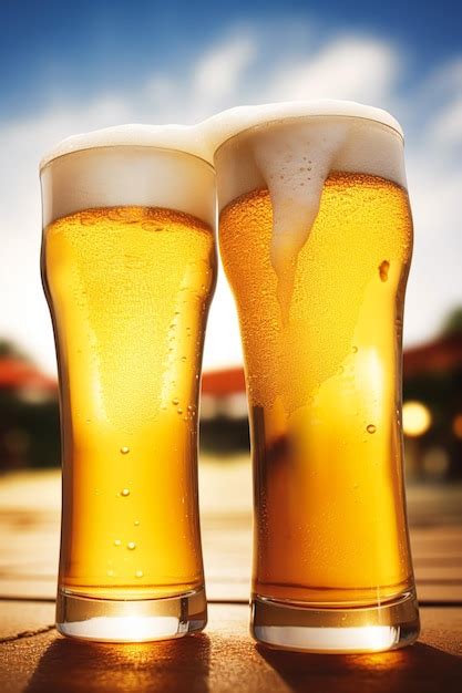 Premium AI Image | Glasses of cold beer with foam pint of original ...