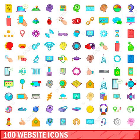 Cartoon Website Vector Hd PNG Images, 100 Website Icons Set Cartoon Style, Website Icons, Style ...