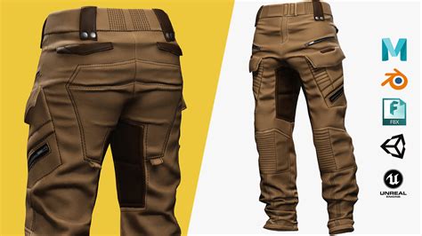 ArtStation - Realistic Pants 1 for Men Rigged Low-poly 3D model | Game ...