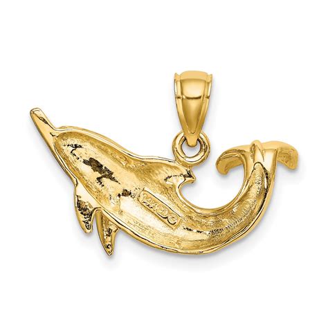 Polished Dolphin Charm In Real 14k Yellow Gold 19 mm x 24 mm 2.70gr | eBay