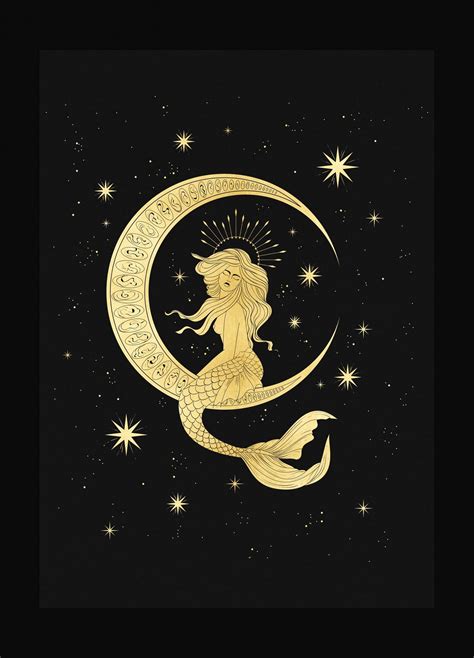 Queen Moon Mermaid Art Print - Cocorrina