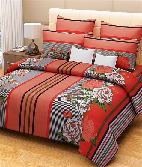 Stripes & Floral Double Bed Sheet with Set of 2 Pillow Cover. | Bed, Bed sheets, Behind couch ...