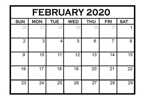 February 2020 Calendar PDF, Excel Sheet | Free Printable Calendar