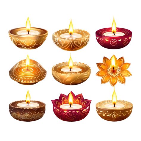 Happy Diwali Diya Candles Set Design, Festival Of Lights Theme, Diwali ...