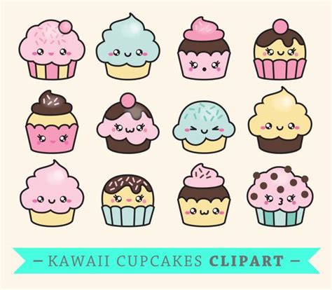 Premium Vector Clipart Kawaii Cup Cakes Cute Cupcakes Clipart Set High ...