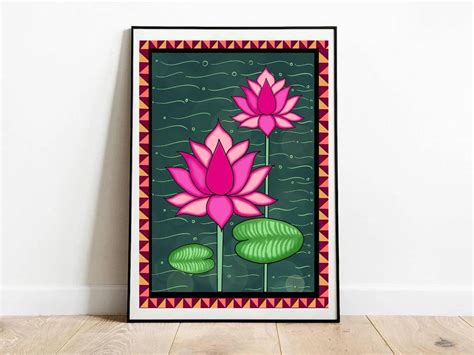 Indian Art Indian Lotus Wall Art Indian Lotus Painting - Etsy