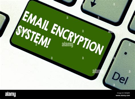 Word writing text Email Encryption System. Business concept for Authentication mechanism of an ...