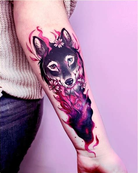 Galaxy Wolf Tattoo