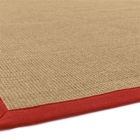 Sisal Hallway Runners in Linen with a Red Border buy online from the rug seller uk