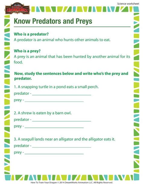 Know Predators and Preys Worksheet – Free 3rd Grade Science Worksheet in 2023 | Science ...