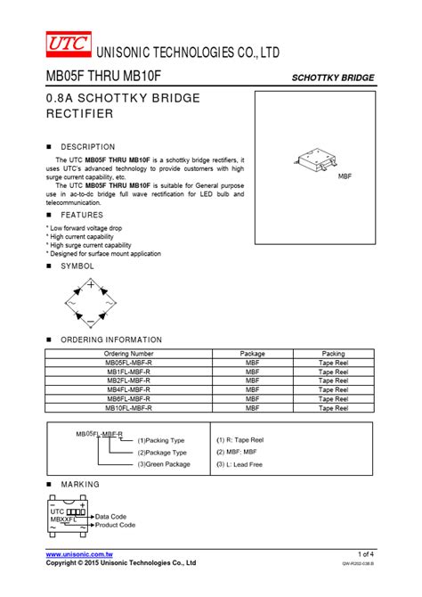 MB10F UTC RECTIFIER, Distributor, Stock and Best Price