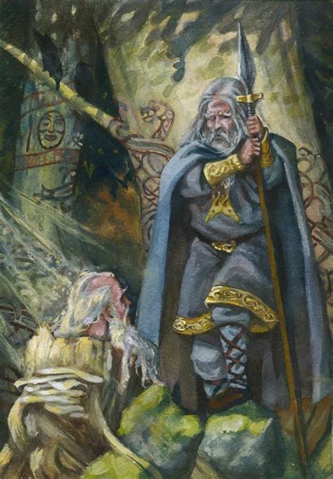 Odin consults Mim by deWitteillustration | Odin, Mythology art, Celtic warriors