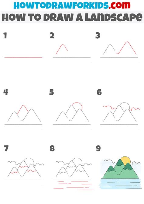 Easy Landscape Drawings Step By Step For Kids