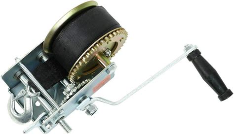 Buy 2500lbs Hand Winch + 24FT Strap, Heavy Duty Hand Crank Gear Winch ...