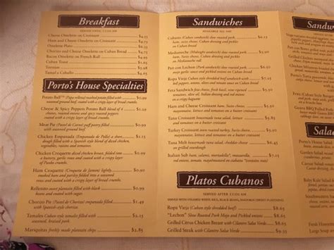 Printable Porto's Menu