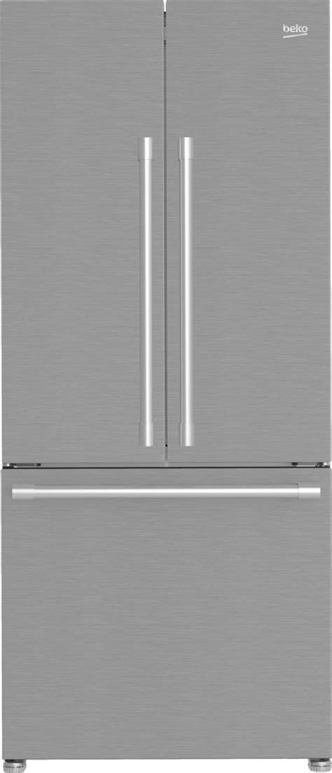 Beko 30 in. 16.1 Cu. Ft. Fingerprint-Free Stainless Steel Counter Depth French Door Refrigerator ...