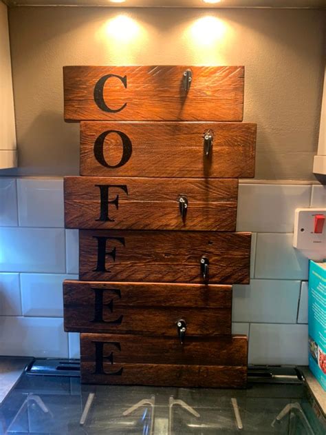 Rustic Wooden Coffee Cup Holder/storage Wall Coffee Cup Holder | Etsy